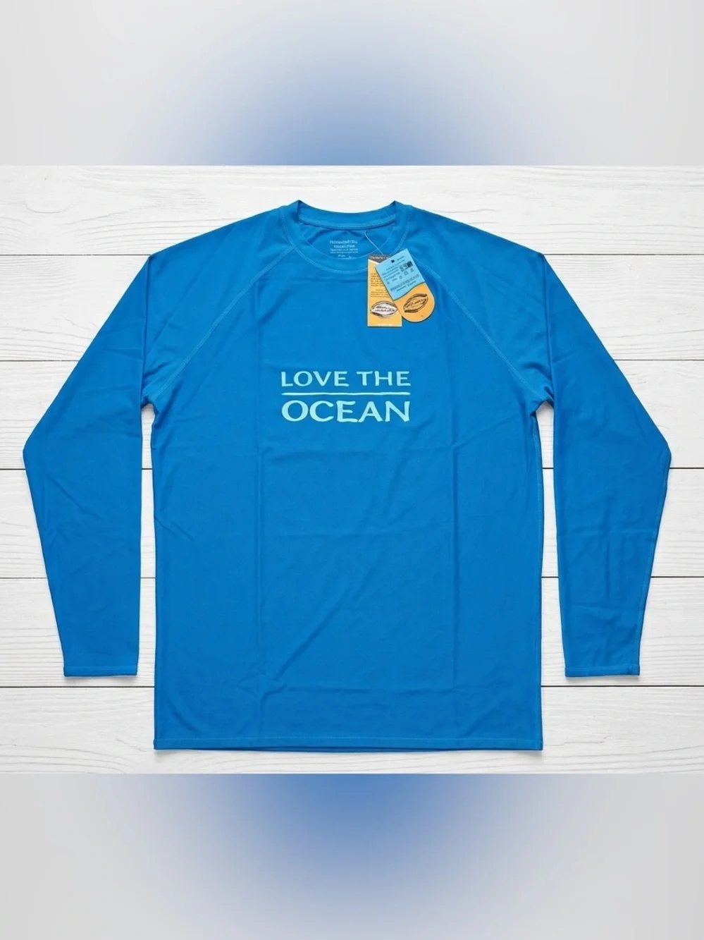 SeaHawaii Monkskin Large Watershirt UPF 50+ Rash Guard Blue Love The Ocean NWT